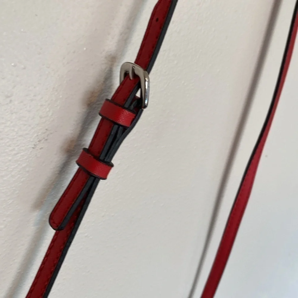 Guess red tan cross body bling two pocket zip up purse adjustable strap